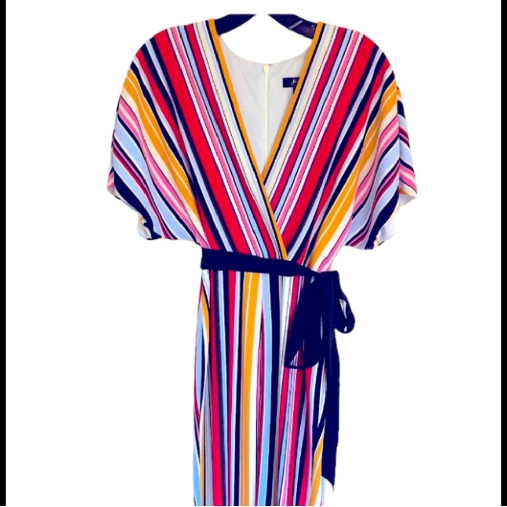 NWT AIDAN Aidan Maddox Multi Stripe V-neck Jumpsuit Size 2